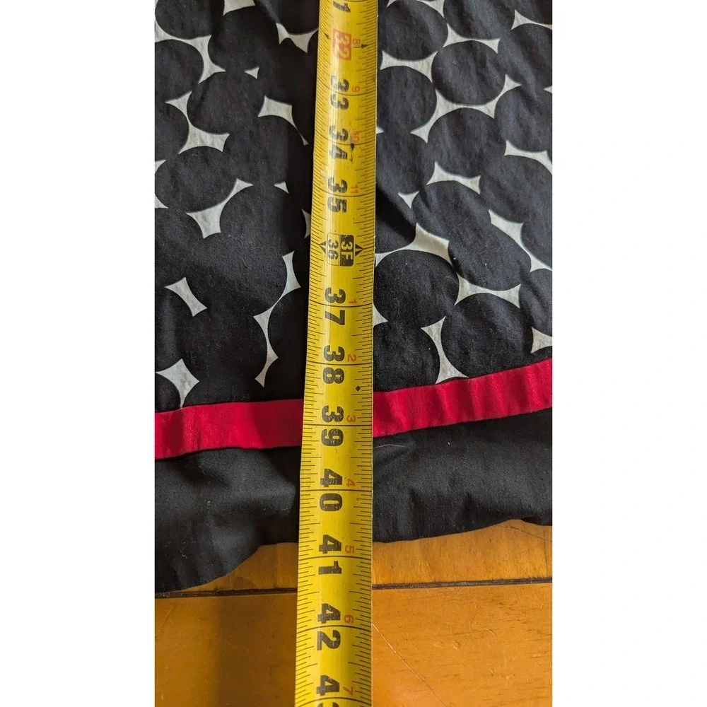 Madison Leigh Black White Circle Dot‎ Fit Flare Dress Red Trim Size 12